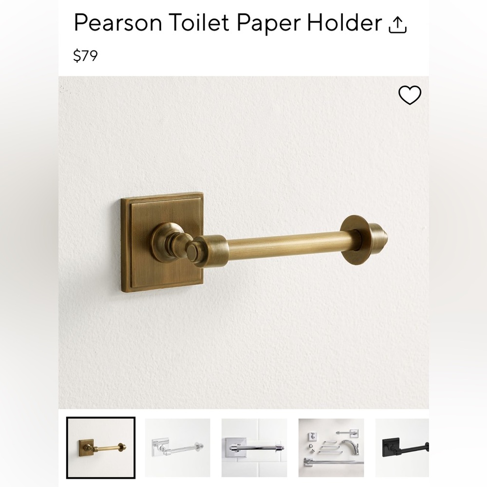 New Pottery Barn Pearsons tumbled gold Toilet Paper Holder